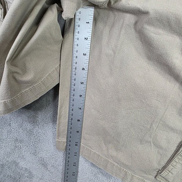 Mens Red Camel Beige Cargo Shorts Cotton Stretch 11" Inseam Drawstring Size 36 - Picture 8 of 10